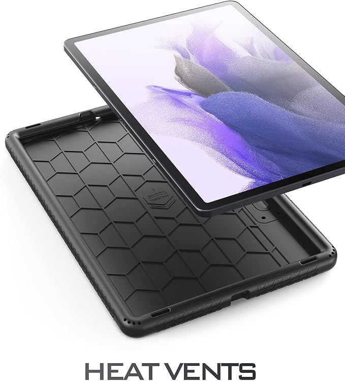 Poetic TurtleSkin Case Designed for Galaxy Tab S7 FE 12.4 Inch 2021 / Galaxy Tab S7 Plus 2020 with S Pen Holder Rugged Shockproof Drop Protection Kids Friendly Silicone Cover Case Black