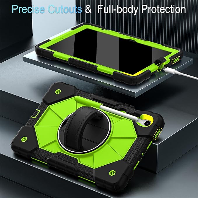 Case for Samsung Galaxy Tab S10 Lite/S10 FE/S9 FE /S9 Tablet Case 10.9/11 Inch with Rotate Stand &amp Hand Strap Screen Protector Pen Holder for Galaxy Tab S10 FE Cases Black