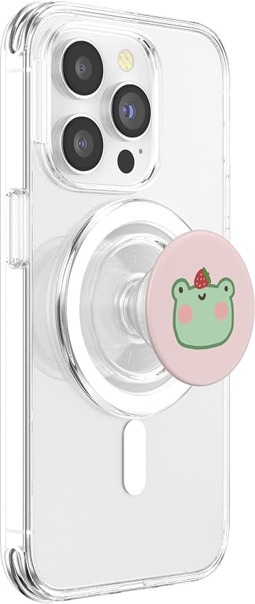 Cute Frog with Strawberry Kawaii Aesthetic PopSockets PopGrip: Swappable Grip for Phones &amp Tablets