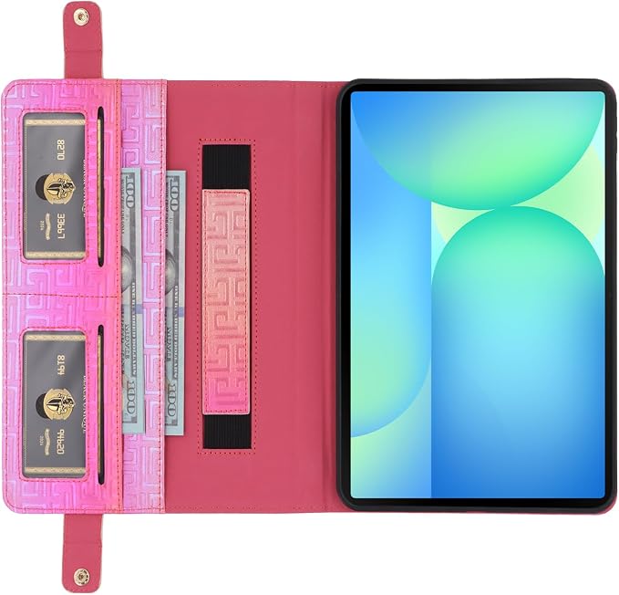 Handbag Case for Samsung Galaxy Tab S10 FE/S9 FE 10.9/S9/S8/S7 11 Techcircle Folio Stand Crossbody Wallet Protective Cover with S Pen Holder &amp Card Slots Hand Strap &amp Shoulder Strap Black
