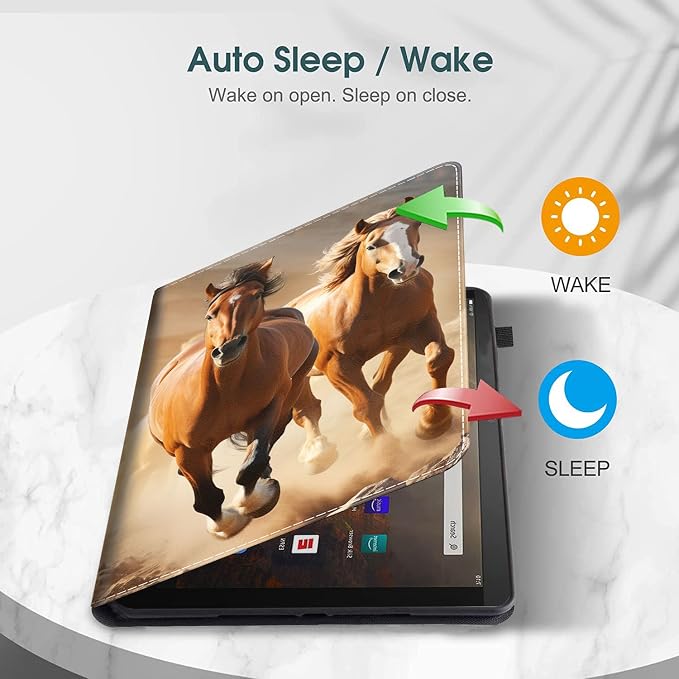 Case for All-New Amazon Fire HD 10 and 10 Plus Tablet (13th/11th Generation 2023/2021 Release) 10.1 Multi-Angle Smart Stand Cover Auto Sleep/Wake Skull and Fire