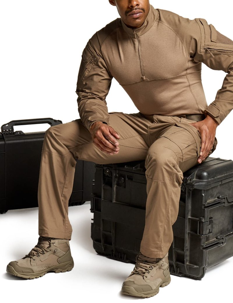 CQR Men's Tactical Pants, Water Resistant Ripstop Cargo Pants, Lightweight EDC Work Hiking Pants, Outdoor Apparel, Raider Mag Cougar, 32W x 34L