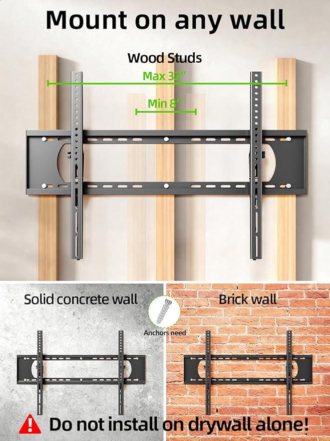USX MOUNT Heavy Duty Tilting TV Wall Mount for 60-120" up to 220lb, Low Profile TV Mount Ultra Slim Wall Bracket fit 16-32" Studs, Max VESA 900x600 for 65 75 85 86 90 98 100 110inch Large Television