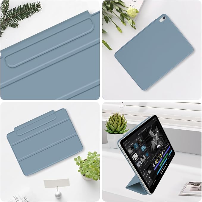 for iPad Air 13 inch M4/M3/M2 Case (2026/2025/2024Model A3268/A3269/A3271) Auto Sleep/Wake and Magnetic Closure Slim Trifold Stand Case PU Leather Cover Support Apple Pencil Pro Black