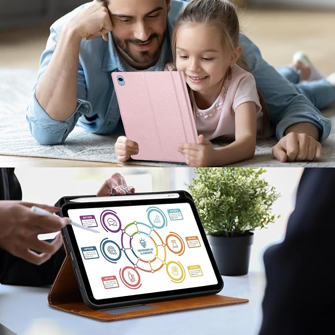 Flip Case for Apple iPad 10.2 9th 8th 7th Generation 2021/2020/2019 Pencil Holder Smart Cover Auto Sleep Wake Protective Documents Pocket Stand Snap Closure Case for iPad 10.2 Inch Black