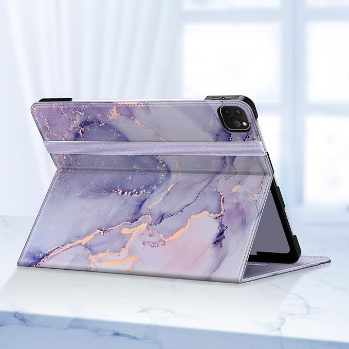 Fintie Multi-Angle Folio Case for iPad Pro 12.9 6th/5th/4th/3rd Generation | Multiple Viewing Angles Pencil Holder &amp Storage Pocket Drop Protection Pencil Charging Auto Sleep/Wake Blooming Hi