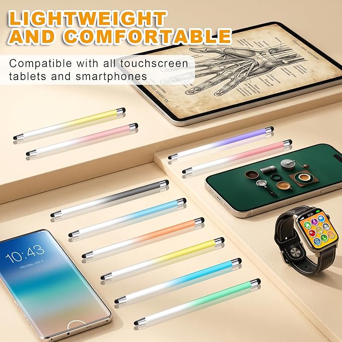 Stylus (10 Pcs) 2-in-1 Stylus Pen for Touch Screen High Precision and Sensitivity Suitable for iPad/iPhone/Samsung/Android Smartphone and Tablets Compatible with All Touch Screen