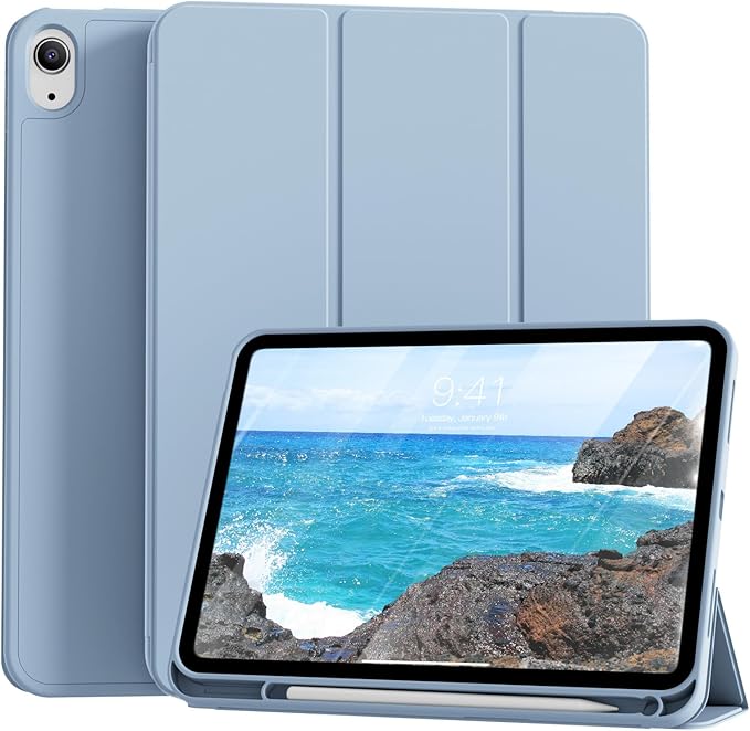for iPad (A16) 11th Generation Case 11 Inch 2025 Black | for iPad 10th Generation Case 10.9 Inch 2022 with Pencil Holder Smart Trifold Stand Slim Protective Cover Auto Wake/Sleep
