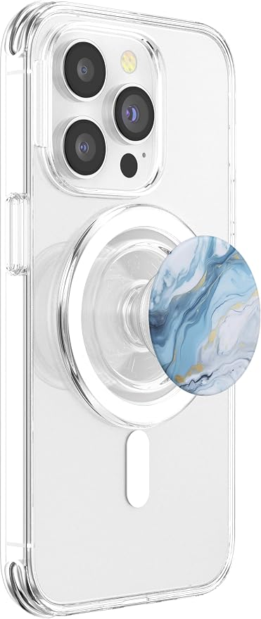 Marble-Like Blue and White Gold Pattern Aesthetic PopSockets Adhesive PopGrip