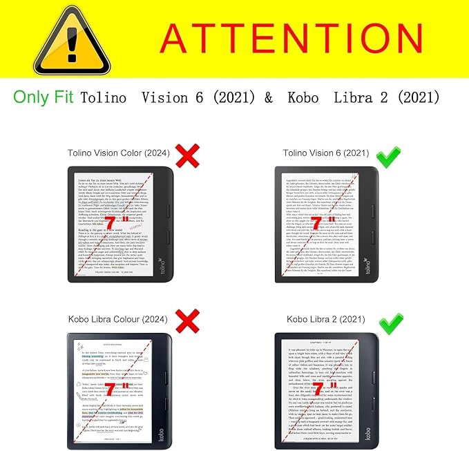 E NET-CASE Detachable Magnetic Case for 7 Kobo Libra 2 &amp Tolino Vision 6(2021) eReader Ultra Clear Back Scratch-Proof Light丨Easy to Detach &amp Attach丨Auto Sleep/Wake (Black)