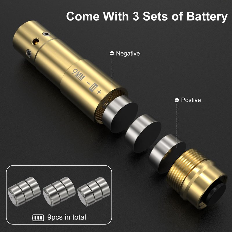 Feyachi Switch Bore Sight 9mm Green-Dot Laser Zeroing Bore Sighter Pistol Laser Boresighter with 3 Sets of Batteries