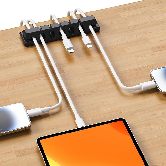 XenovaX 9 Pack Cord Organizer Clips - Desk Cable Management Clips, Cable Holder for Charger Wires, Phone Charger Cord Holder Clips for Desk, Office, Car, Home, Cubicle, Nightstand
