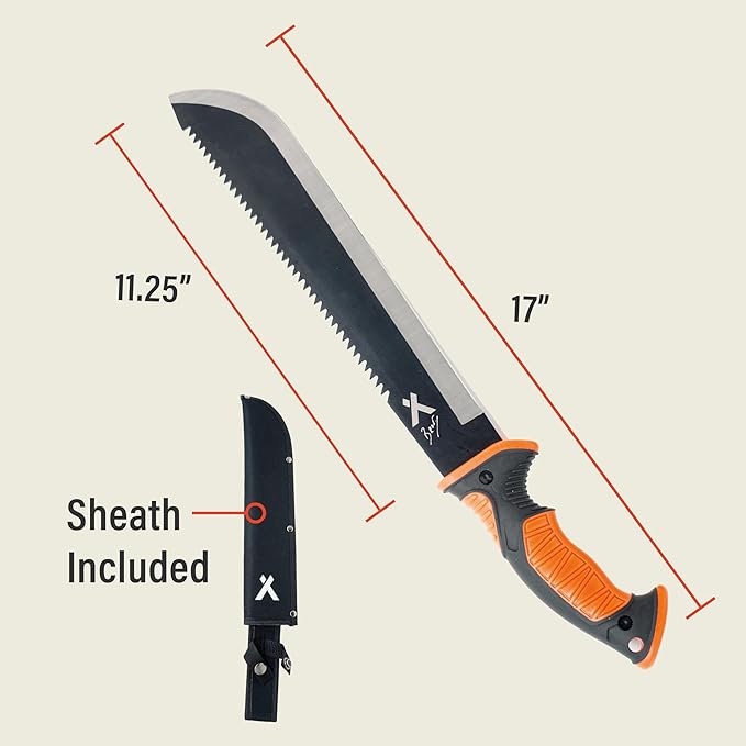 Bear Grylls Survival Machete With Saw - Tactical Machette for Camping, Hunting, Gardening, Chopping, Sawing, Bushcraft - Black