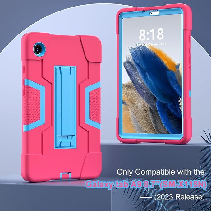 case for Galaxy Tab A9 8.7 2023 Case Hard PC Soft Silicone Kickstand Rugged Heavy Duty High Impact Protective Case for Samsung Galaxy Tab A9 8.7 Inch 2023 SM-X110 SM-X115 Black