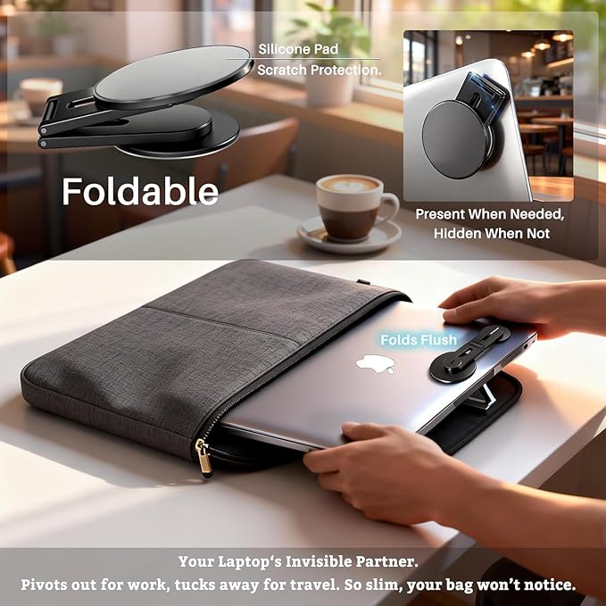 15W Wireless Charger Magnetic Phone Holder for Laptop &amp Tesla | Foldable Invisible Fast for Magsafe Charger 360° Adjustable &amp 180° Swivel Continuity Camera Mount Dual-Screen for iPhone