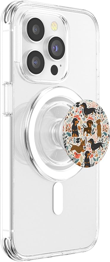 Aesthetic Floral Cute Dachshund Wiener Dog Lovers Pattern PopSockets PopGrip for MagSafe
