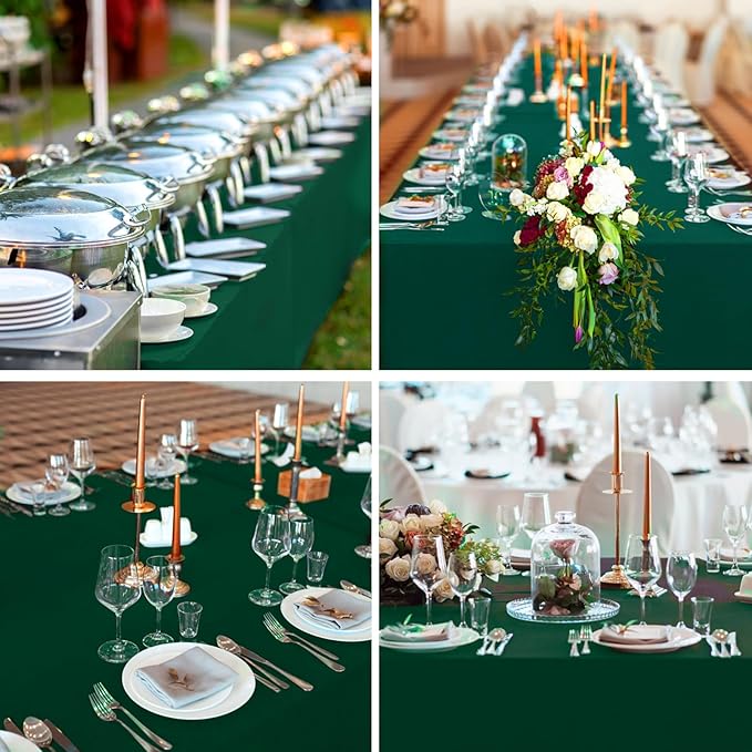 Rectangle Tablecloths 90x132 Inch 6 Pack Dark Green Tablecloth for 6ft Washable Decorative Linen Polyester Table Cloths for 8ft Dining Table Banquets Buffet Parties and Wedding