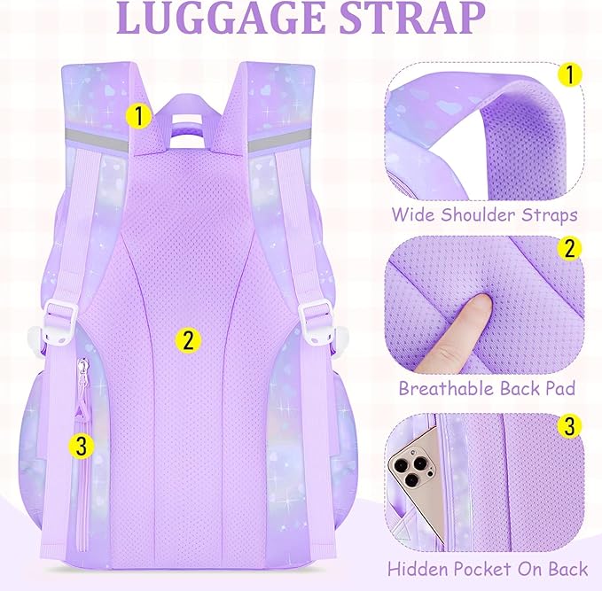 Kids Backpacks for Girls - Cute Girls Backpack for Elementary, Middle and High School Students - 18" School Bookbag