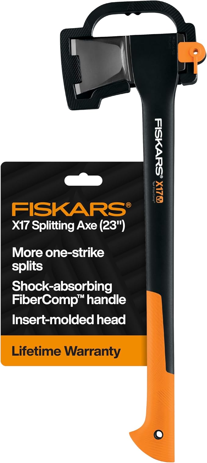 Fiskars X17 Splitting Axe, Tree Branch Cutter and Wood Splitter (23.5-Inch Axe) with Shock-Absorbing Handle