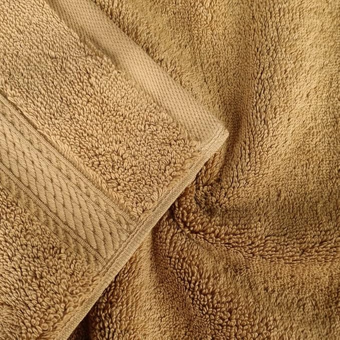 Superior Egyptian Cotton Pile Hand Towel Set of 4, Ultra Soft Luxury Towels, Thick Plush Essentials, Absorbent Heavyweight, Guest Bath, Hotel, Spa, Home Bathroom, Shower Basics, Toast