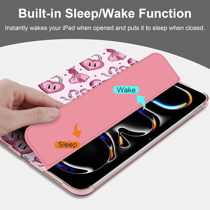 MecBevia Case for iPad (A16) 11th Generation 11 Inch (2025) iPad 10th Generation 10.9 Inch (2022) Hard PC Back Cover Auto Wake/Sleep Pastel Waves