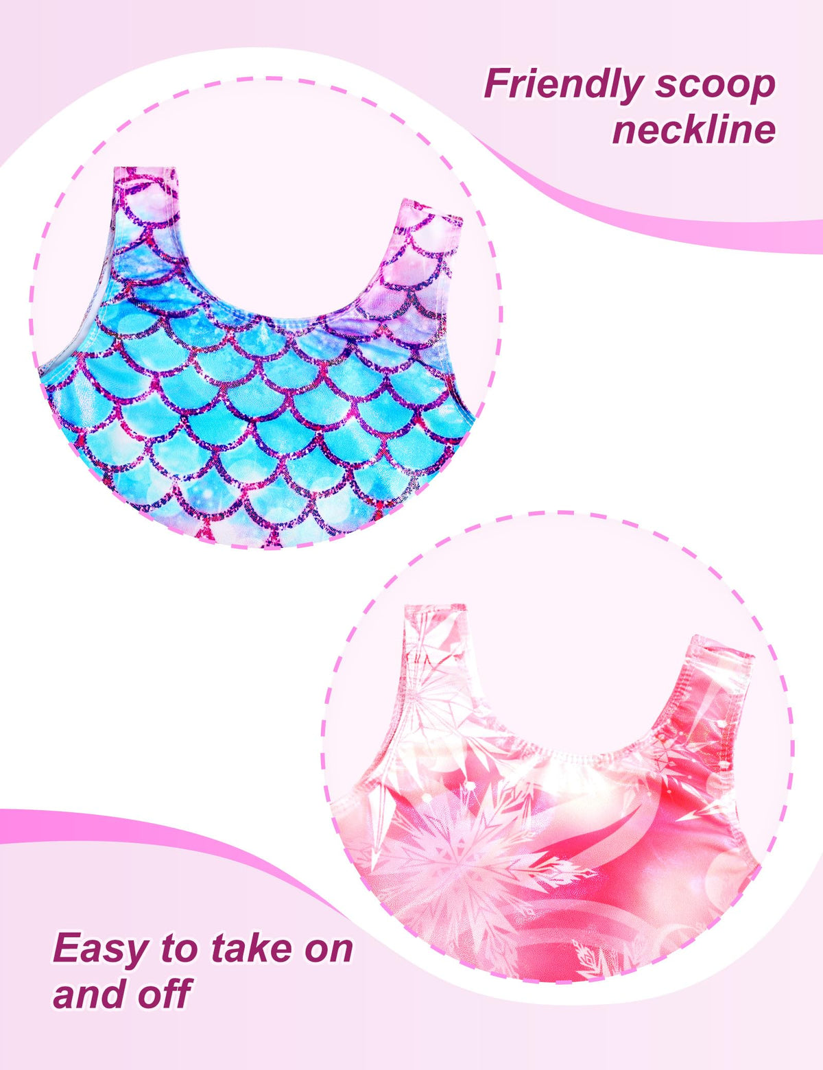 Snowheart Gymnastics Leotards for Girls Size 7-8Y Fish Scale Snowflake