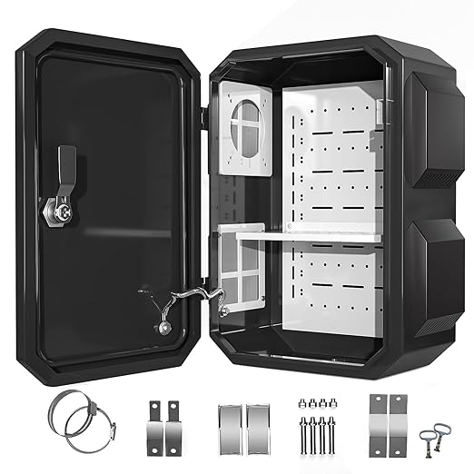 Outdoor Electrical Box, Cold-Rolled Steel Plate, Aluminum Alloy Back Beam, One-Piece Ventilation Design, IP65 Waterproof, Wall/Pole Mounted (15.7" x 12" x 8")