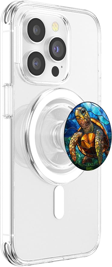 Stained Glass Aesthetic Mosaic Cute Ocean Sea Turtle PopSockets Adhesive PopGrip
