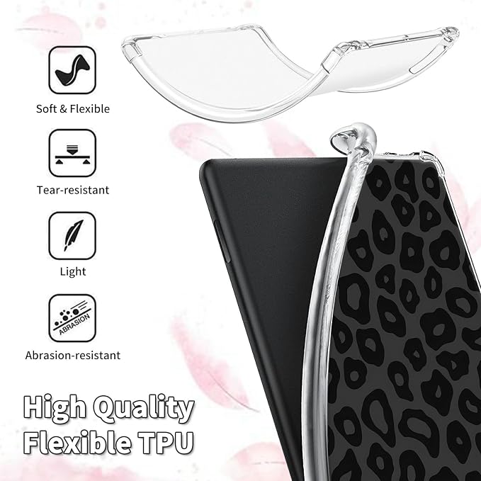 Clear Case for All-New Amazon Kindle Fire HD 10 &amp 10 Plus Tablet (11th Generation 2021 Release) 10.1 Transparent TPU Silicone Protective Shell Shockproof Cover Case Leopard Cow Print