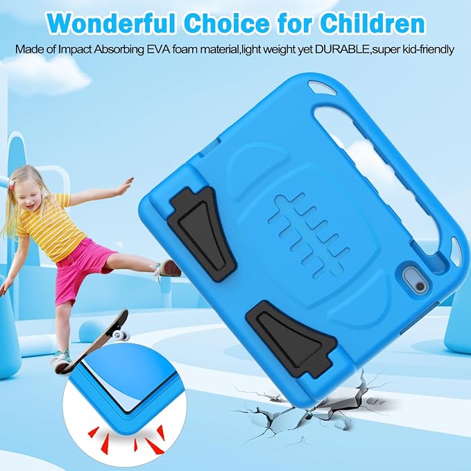 TIRIN Kids Case for iPad A16 11th Generation 2025/iPad 10th Generation 2022 with Built-in Screen Protector Shockproof Handle Stand iPad Case for Kids Black
