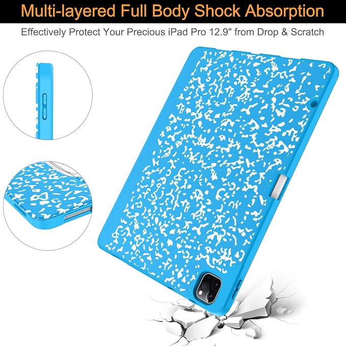 Soke Case for iPad Air 13 Inch (M4/M3/M22026-2024) iPad Pro 12.9 6th/5th Generation with Pencil Holder(2021 2022 Release)-[Apple Pencil Charging + Auto Wake/Sleep] Soft Back Cover Book Black