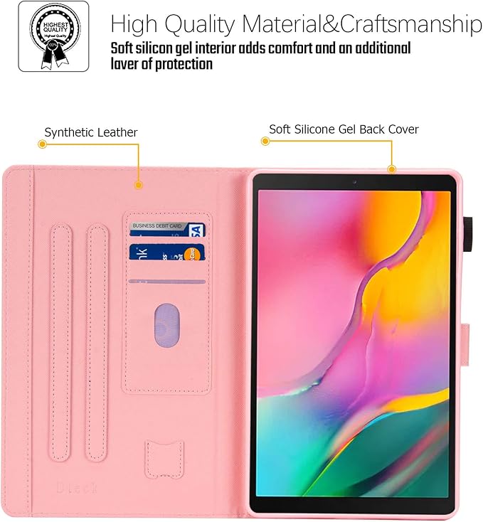 Dteck for Samsung Galaxy Tab A 10.1 2019 Case Unicorn Case for Samsung Tab A 10.1 inch Tablet Slim Leather Cover Folio Stand Protective Case for Samsung 10.1 Tab A SM-T510/T515 Unicorn Pink