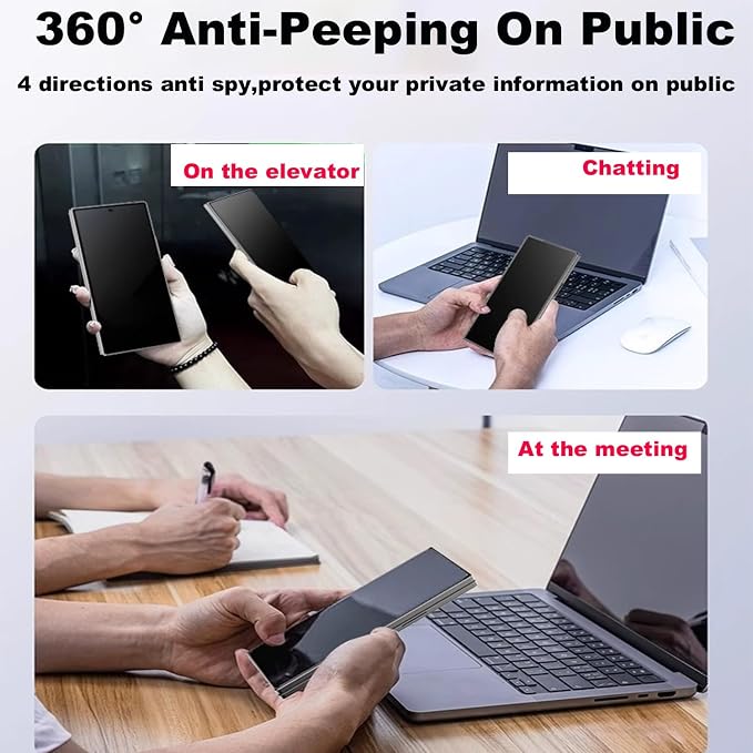 2 PCS 360 Degree Privacy Tempered Glass for Samsung Galaxy Z Fold 6 Screen Protector 4 Direction Ways Anti-peep Tempered Glass Film 9H Hardness Scratch Resistant