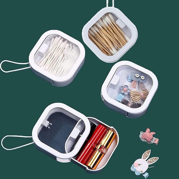 2pcs Hair Tie Organizer,Portable Travel Qtip Holder,Bathroom Storage Organizer Qtip Dispenser Cotton Swabs Dispenser Kids Hair Accessory Box with Lid for Bathroom,Desktop Organizer(2 Pcs Pink)