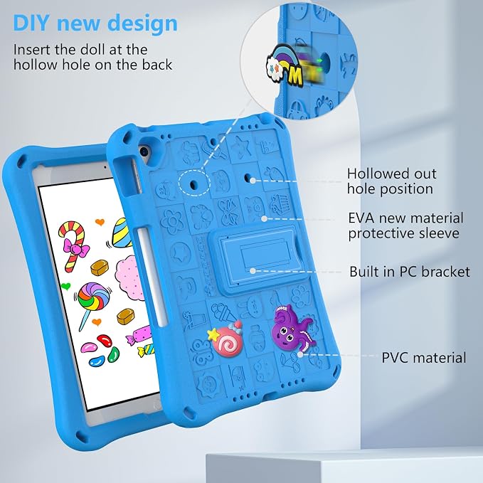 Case for iPad 10.2 Inch 2021/2020/2019/ iPad Pro 10.5 Inch/Air 3rd Gen (2019) Shoulder Strap Kickstand Children Friendly Anti-Scratch Shockproof Case Lightpurple