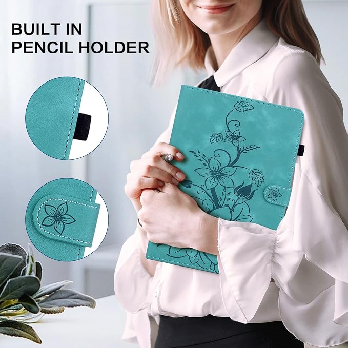 Case for All-New Amazon Fire HD 10 and 10 Plus Tablet (13th/11th Generation 2023/2021 Release) Magnetic Clasp Stand Leather Case with Pen Holder Blue