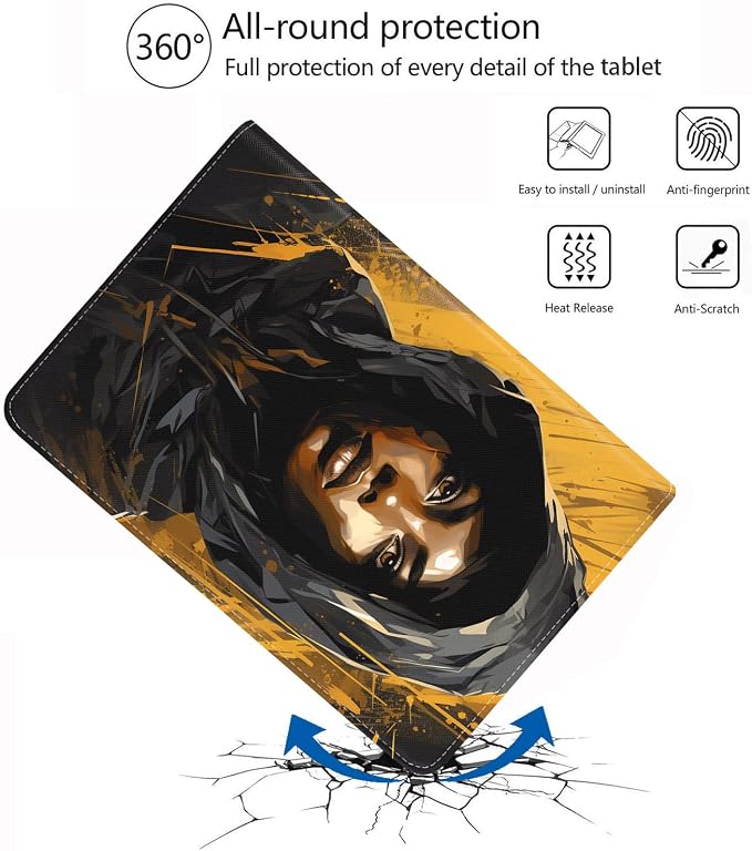 Case for iPad (A16) 11th Generation 11 Inch 2025 iPad 10th Generation 10.9 Inch 2022 Protective Leather Case Adjustable Stand Auto Wake/Sleep Smart Case - African American Girl
