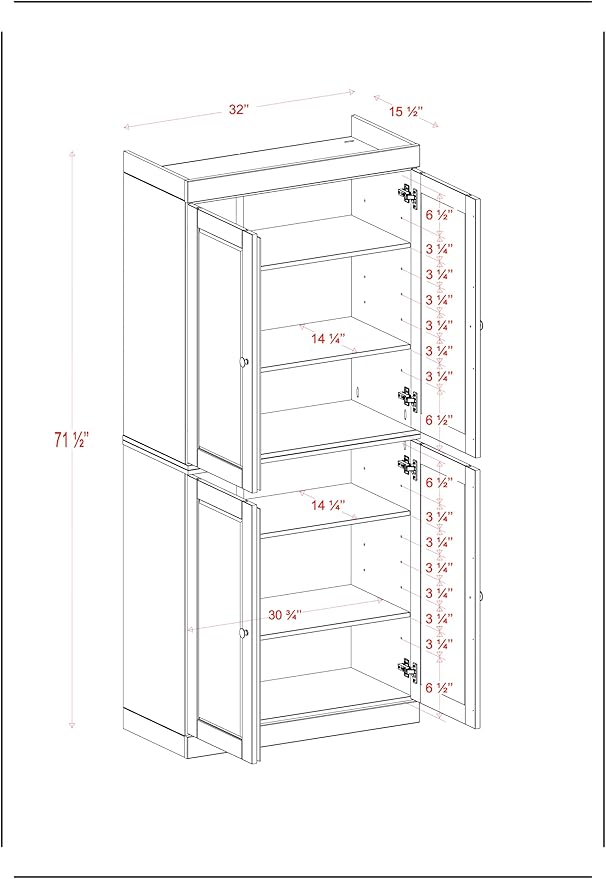 Palace Imports Solid Wood Bookcase - 6-Shelf Tall Bookshelf, 71.5” H x 32” W - Yellow, Wooden Cabinet Doors, Adjustable Shelves, 100% Renewable Eco-Friendly Wood, Made in Brazil