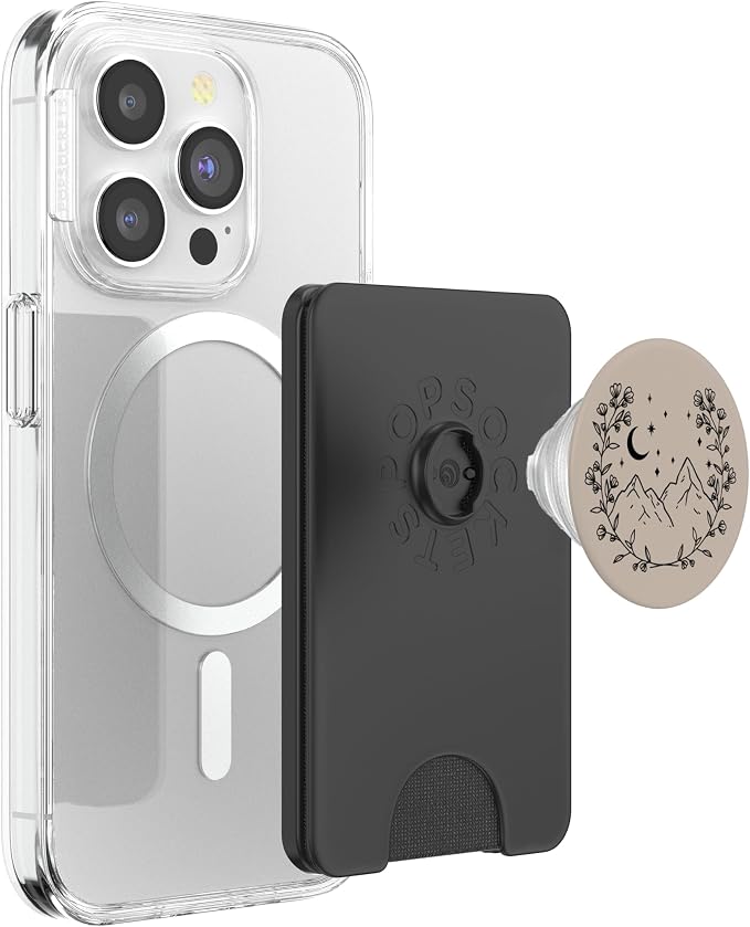 Taupe - Boho Chic Floral Moon Mountain PopSockets Adhesive PopGrip
