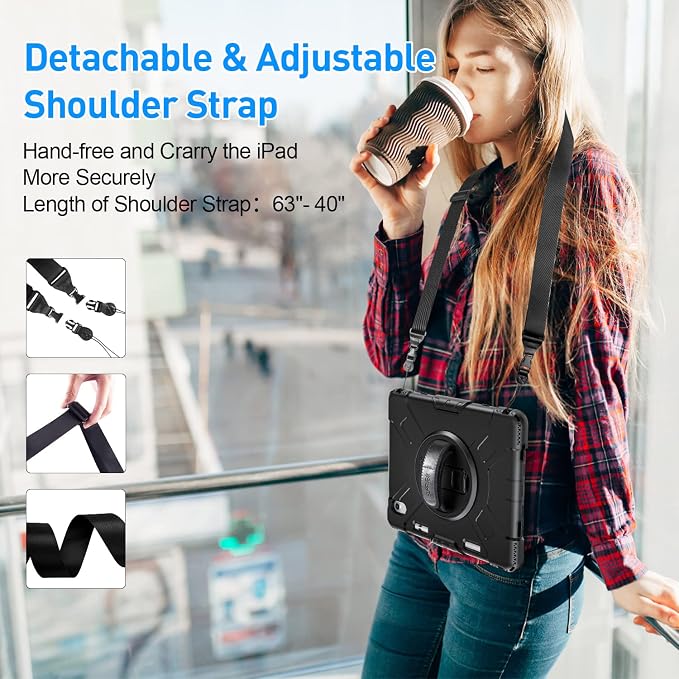 SUPFIVES Case for iPad (A16) 11th/10th Generation 2022/2025 Full-Body Drop Protection Cover for iPad 10th Gen 10.9/11 inch with Screen Protector 360° Rotate Stand Shoulder Strap Pencil Holder