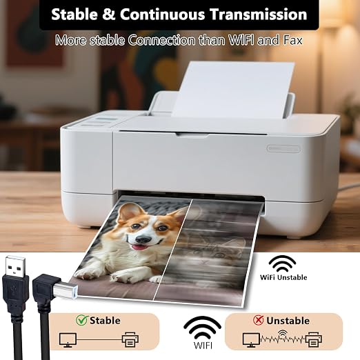 USB 2.0 Printer Cable 6FT(10 Pack) b Right Angle 90 Degree Adapter High Speed Printer/Scanner USB Cable 2.0 A Male to B Male Cord with 480Mbps(6ft A to B Right Angle).