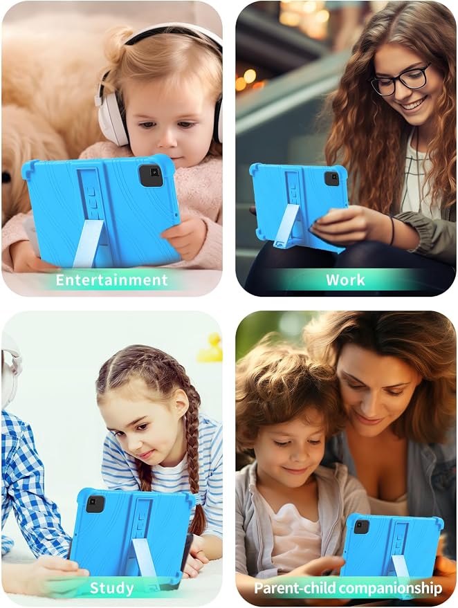 Case for YLEEBG TAB10 10 inch Android 14 TabletsWUNIAK Hollow Back DesignHeat Dissipation Shockproof Lightweight Adjustable Kickstand Silicone Shell&ampKids Friendly Soft CaseBlack