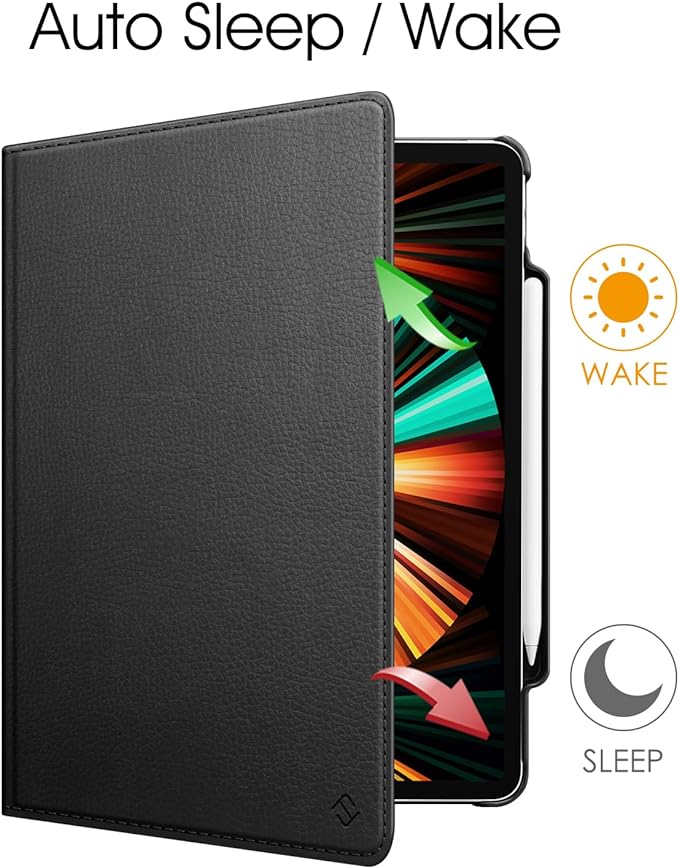 Fintie Rotating Case for iPad Pro 12.9-inch 6th/5th/4th/3rd Generation | 360° Swivel Stand Landscape &amp Portrait Viewing Shockproof Protective Cover Pencil Holder Auto Sleep/Wake Black