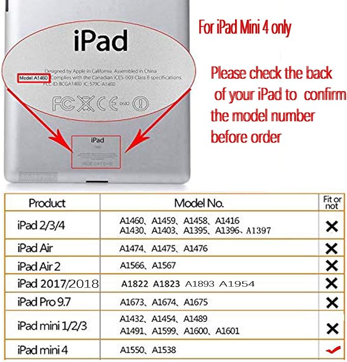 Case for iPad mini 4 Rotating Stand Smart Cover Magnetic Auto Wake Up/Sleep for iPad mini 4 4th A1538 A1550 MK6K2LL/A MK6L2LL/A MK872LL/A MK882LL/A MK9P2LL/A MK9Q2LL/A (Black)