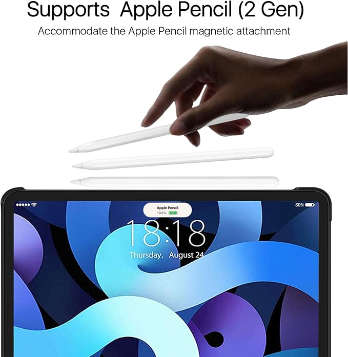 TNP Cover Case for iPad Air 11 Inch M2 6th 2024 5th 4th Generation(2022 2020) - 10.9 Almond Blossom Case with Pencil Holder for 2nd Gen Apple Pencil - Protective Cover with Trifold Stand
