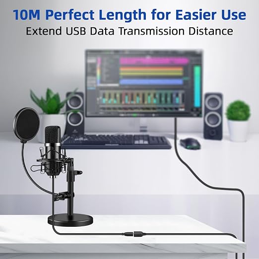 USB 2.0 Extension Cable 30FT / 10M USB Type A to A Long Active USB 2.0 Extender Male to Female Repeater Cable 480Mbps Transfer Speed for Game Consoles Printer Camera Keyboard Hard Drives