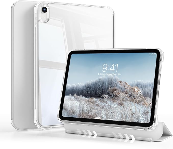 Detachable Case for iPad A16 11th Gen 11/10th Gen 10.9 Black | Slim Transparent Shell Back Soft Shockproof TPU Frame Without Pencil Holder Auto Sleep/Wake