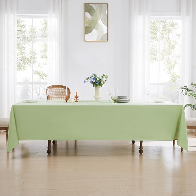 Rectangle Tablecloths 90x132 Inch 6 Pack Sage Green Tablecloth for 6ft Washable Decorative Linen Polyester Table Cloths for 8ft Dining Table Banquets Buffet Parties and Wedding