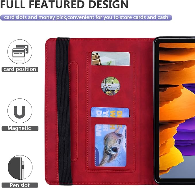 Dteck Wallet Case for Galaxy Tab S10+/S9+/S7 FE/S8+/S7 Plus 12.4 Tablet Premium PU Leather Folding Stand Auto Wake/Sleep Pen Holder Case with Hummingbirds