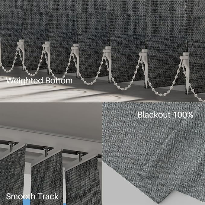 Blindify Motorized Vertical Blinds Compatible with Alexa Google Home, Blackout Sliding Door Shades Smart Vertical Blinds Remote Control Customize, Dark Grey